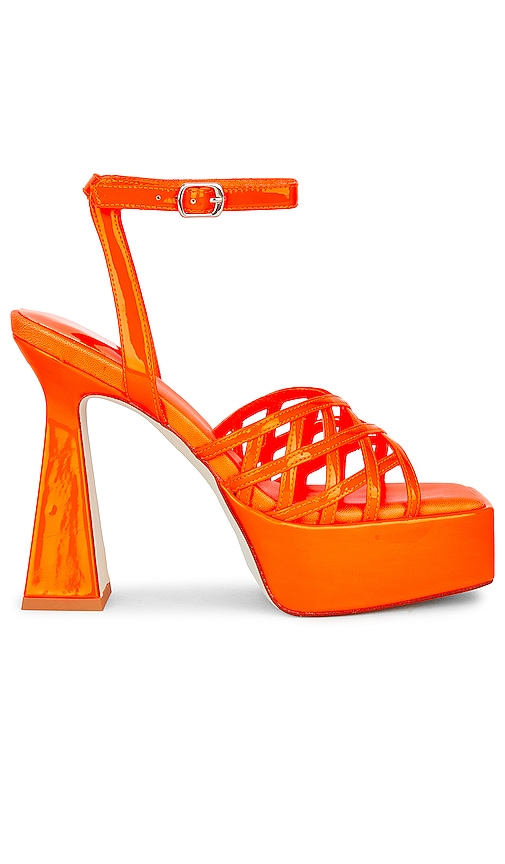 Jeffrey Campbell Modest Sandal In Orange Patent