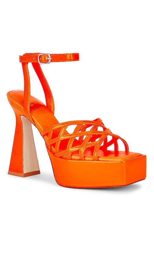 Shop Jeffrey Campbell Modest Sandal In Orange Patent
