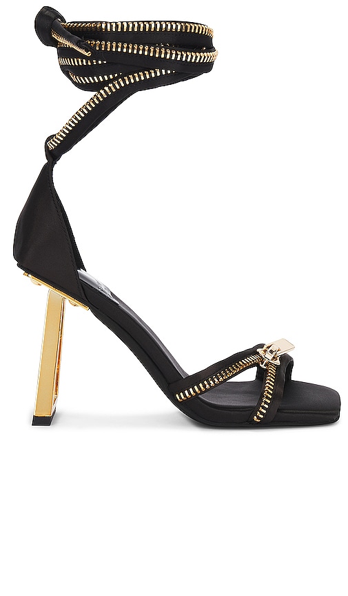 Jeffrey Campbell Zipped-Up Sandal in Black & Gold