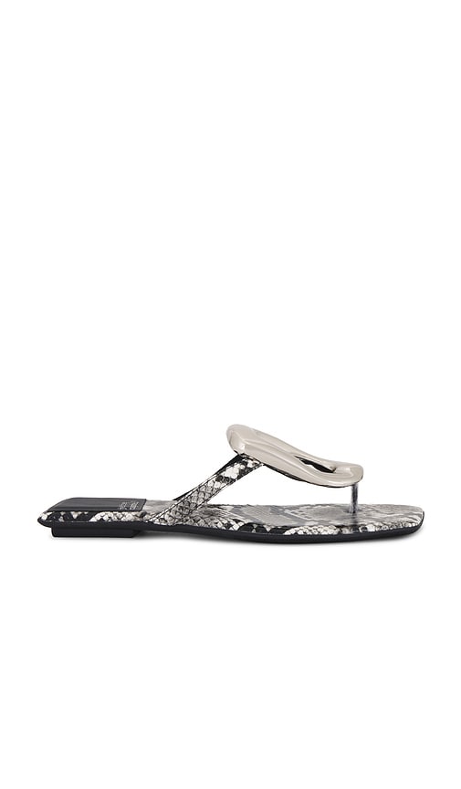 Shop Jeffrey Campbell Linques 2 Sandal In Silver Grey Snake & Shiny Silver