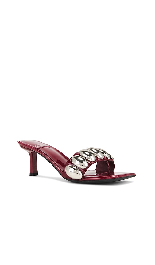 Jeffrey Campbell Capture Sandals In Cherry Red Patent Silver