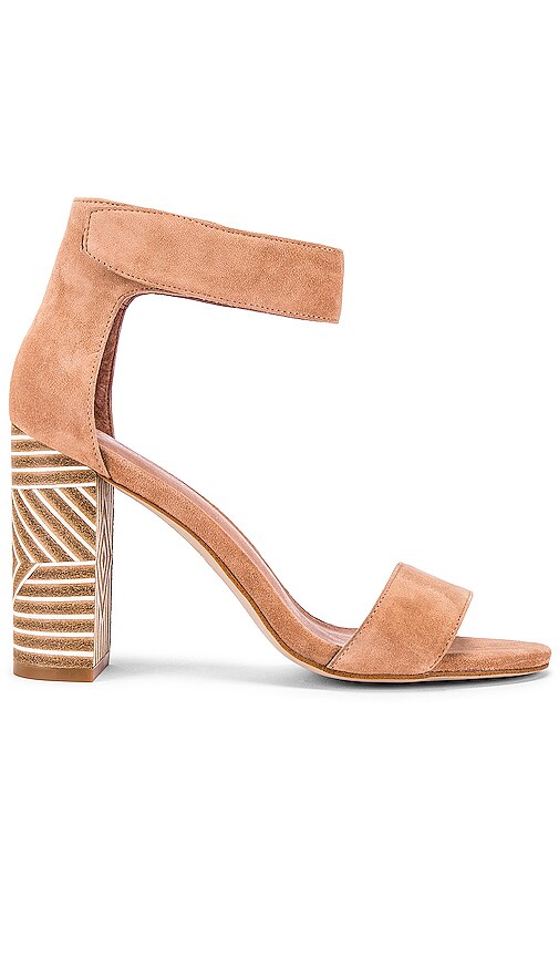 Jeffrey Campbell Lindsay Sandal in Blush Suede White Triangle Stack Heel REVOLVE