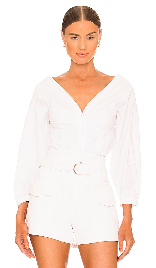 JONATHAN SIMKHAI STANDARD Lyndon Long Sleeve bustier Top in White