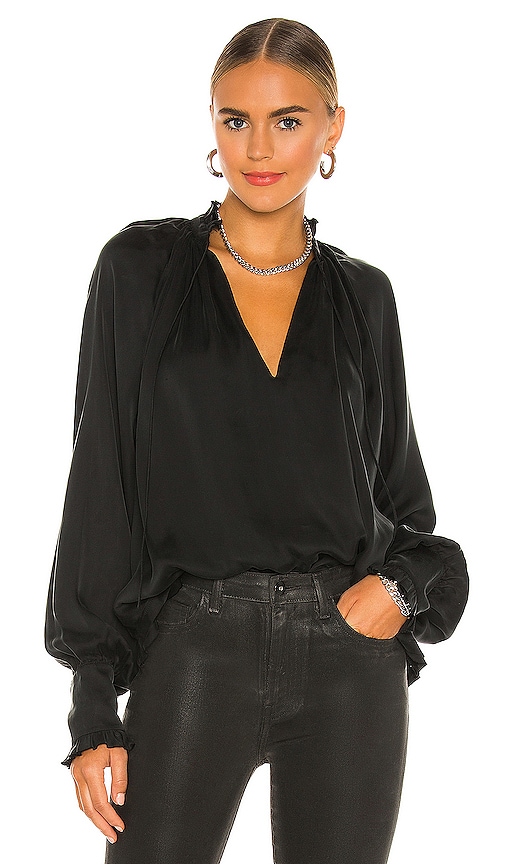 JONATHAN SIMKHAI STANDARD Rue Ruched Front Top in Black | REVOLVE