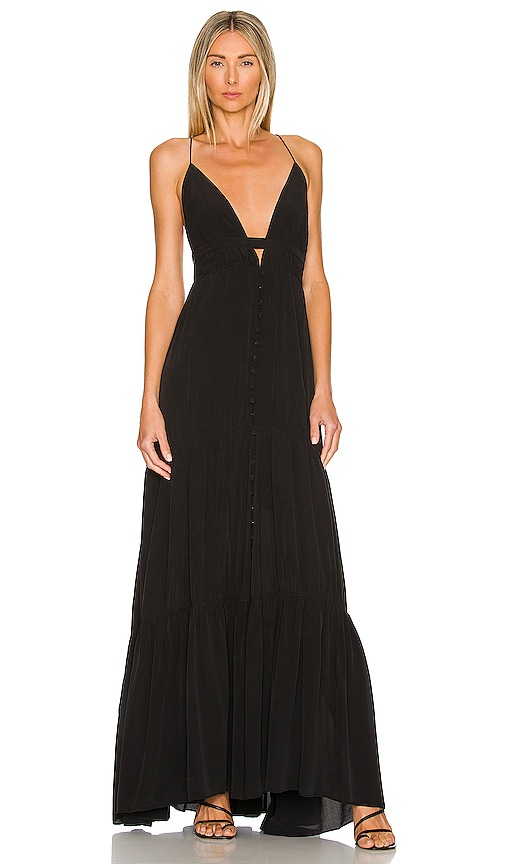 Joslin Studio Liana Silk Maxi Dress in Sandwash Black | REVOLVE