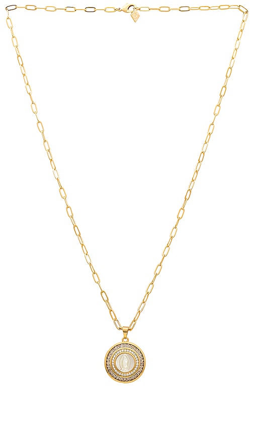 Joy Dravecky Jewelry Mother Mary Necklace in Metallic Gold.