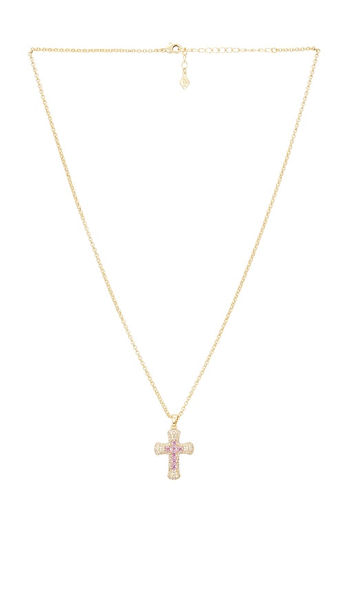 Joy Dravecky Jewelry Donatella Cross Necklace in Pink