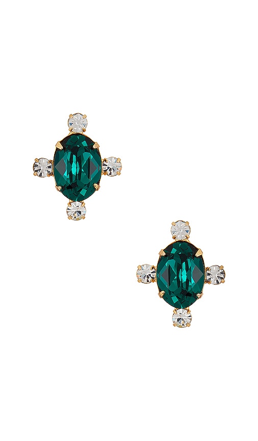 Shop Jennifer Behr Alice Stud Earrings In Emerald