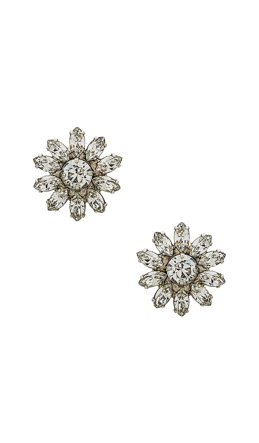Jennifer Behr Perpetua Earring in Metallic Silver / Crystal.