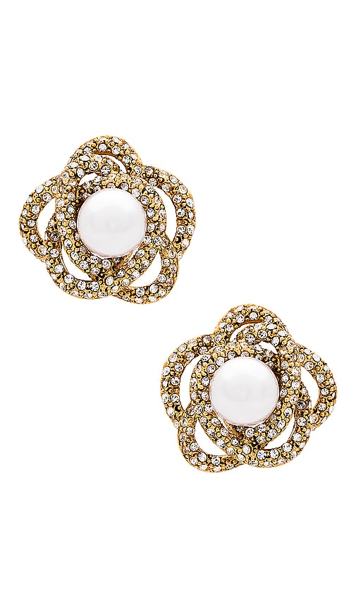 Jennifer Behr Loren Earrings in Crystal Antique Gold