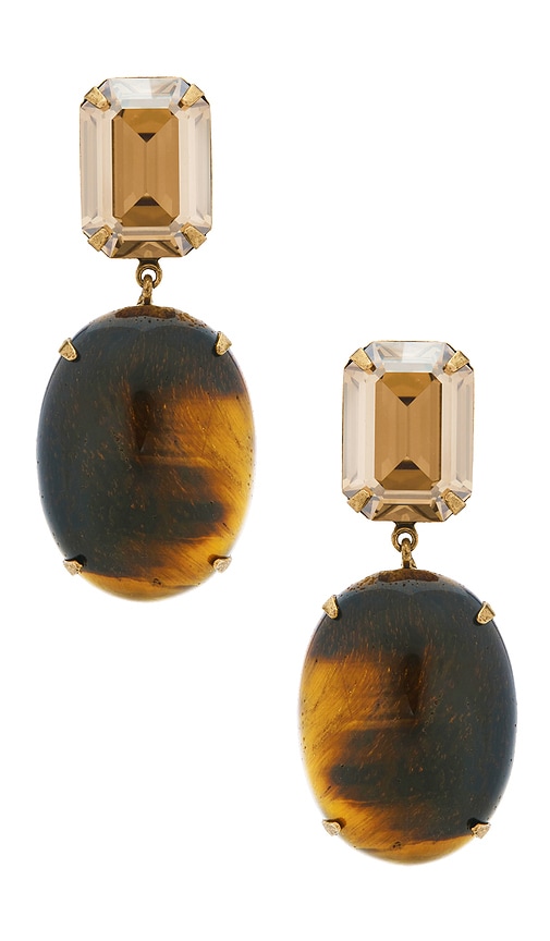 Jennifer Behr Xiomara Crystal-embellished Gold-plated Earrings In Brown