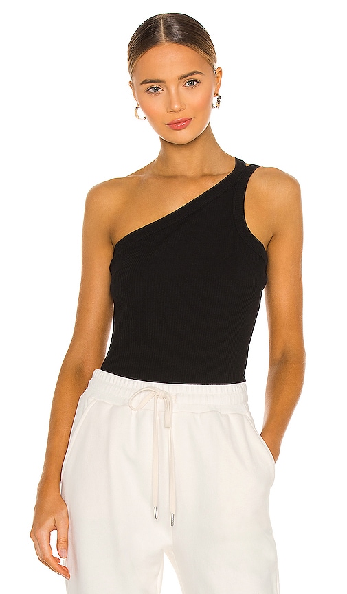 JOHN ELLIOTT Cotton Rib Asymmetrical Tank in Black | REVOLVE