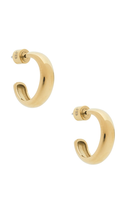 Staple Hoops Small Earrings in Metallic Gold.