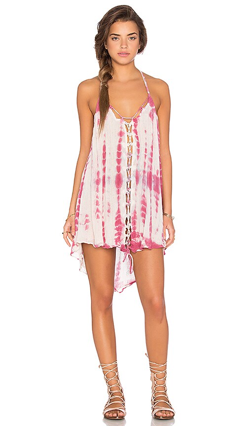 Jen's Pirate Booty Monarch Dress in White Deep Red & Hot Turquoise Fold Tie Dye