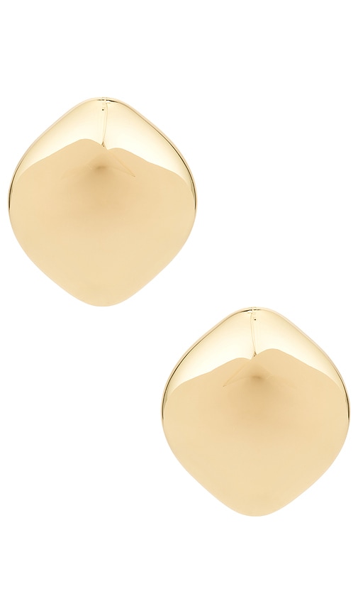 Puffy Cushion Earrings in Metallic Gold.