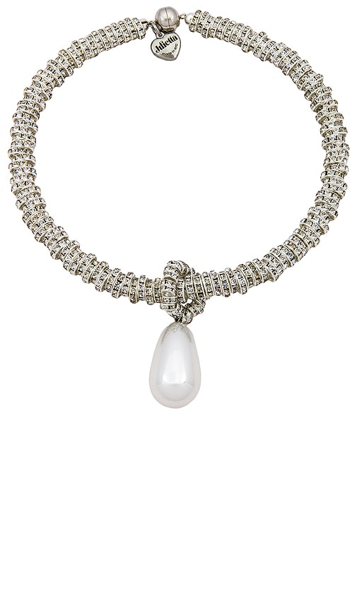 Julietta Pearl Drop Necklace In Metallic Silver
