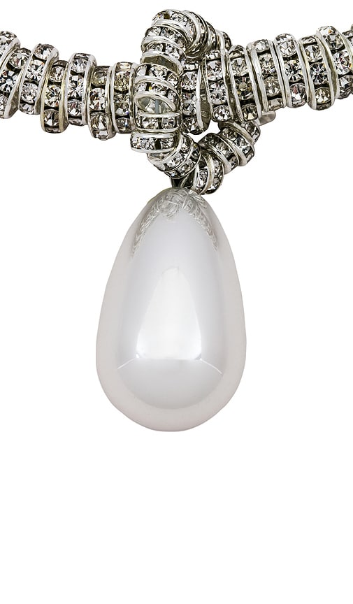 Shop Julietta Pearl Drop Necklace In Metallic Silver