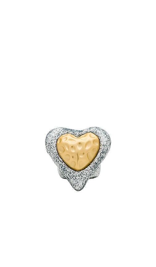 Julietta Heart-shaped Glittered Ring In Silver