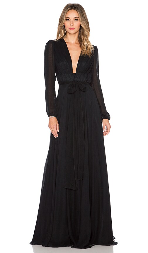 JILL JILL STUART Deep V Maxi Dress in Black | REVOLVE