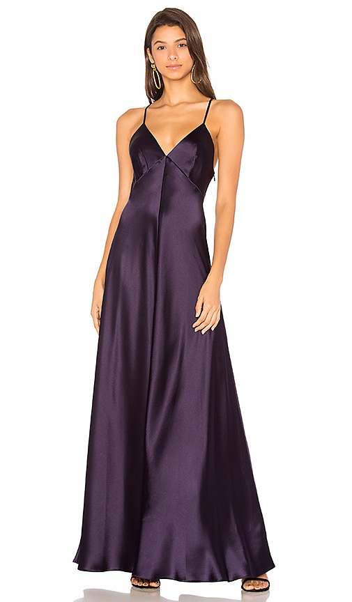 JILL JILL STUART Sleeveless V Neck Gown in Deep Violet
