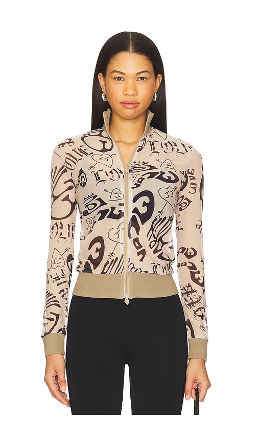 Juliet Johnstone Mesh Track Jacket In Beige