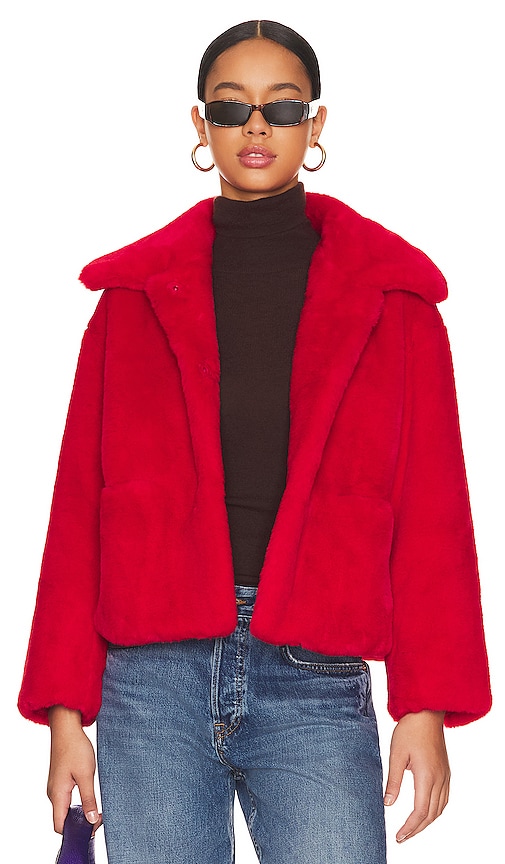 Jakke Traci Faux Fur Coat in Red | REVOLVE