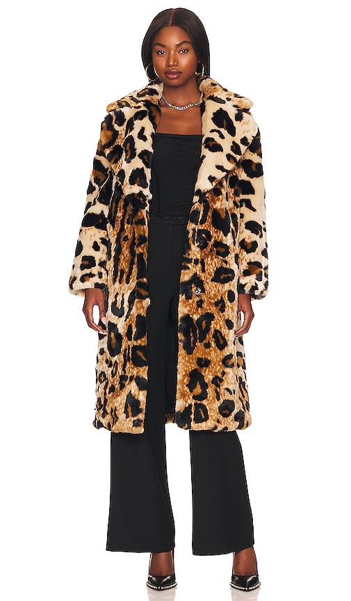 Jakke Faux Fur Coat in Leopard |