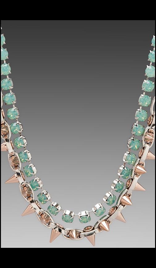 Crystal & Spike Choker w/ Rhodium and Rose Gold Spikes
