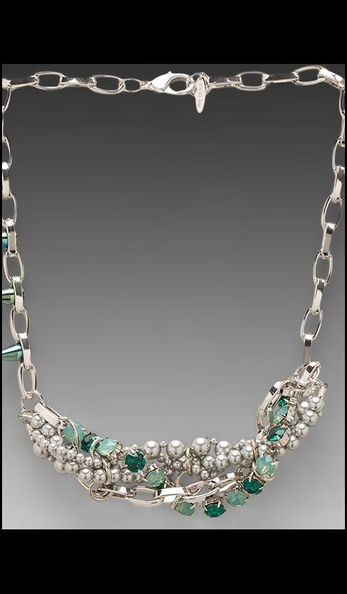 Crystal & Pearl Woven Necklace w/ Spikes