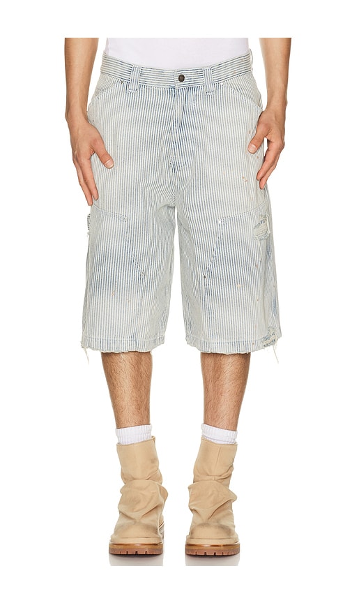 Jaded London Distressed Pinstripe Carpenter Jorts