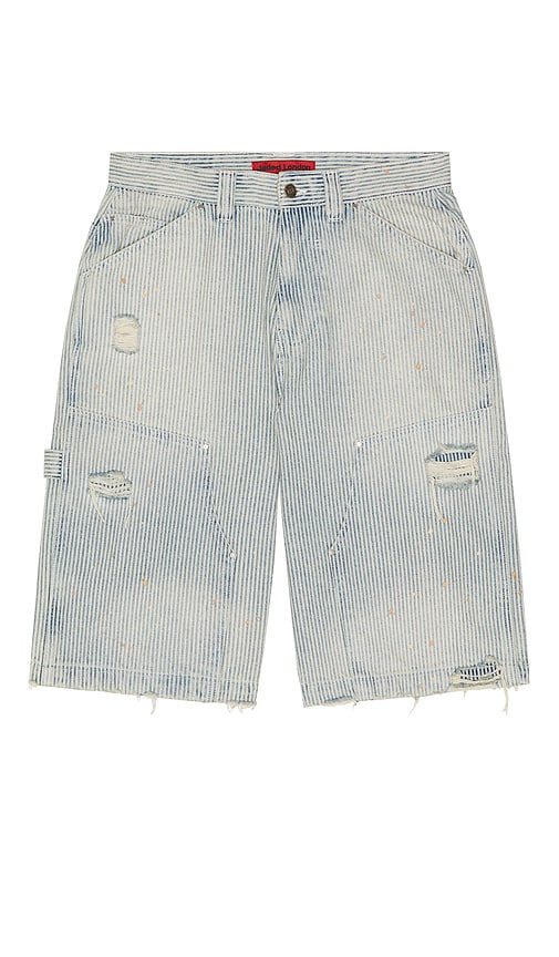 Jaded London Distressed Pinstripe Carpenter Jorts | Thumbnail 5