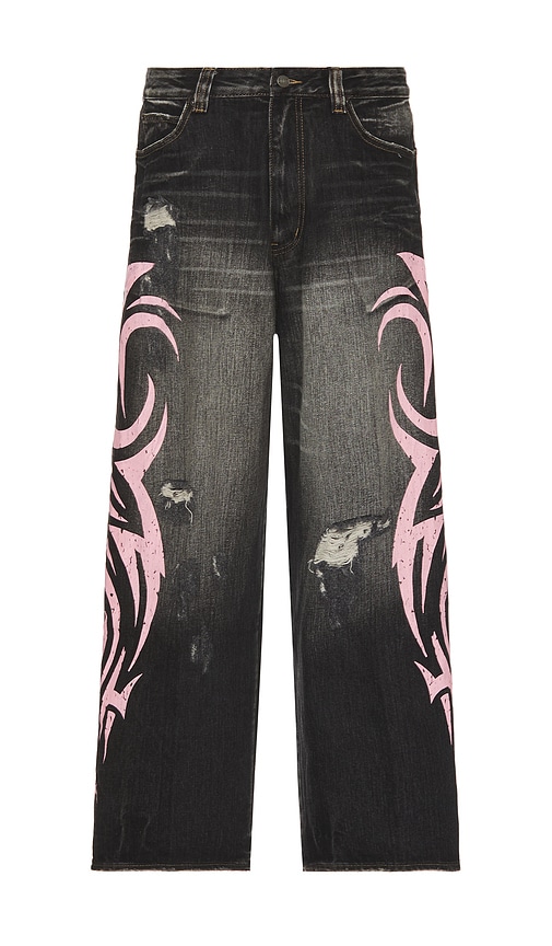 Shop Jaded London Pink Blade Xl Colossus Jeans In Black