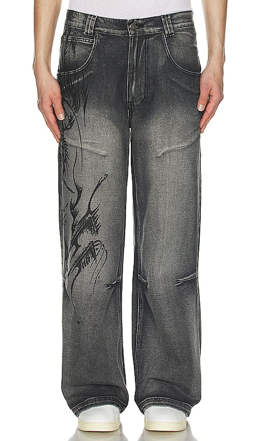 Shop Jaded London Lazy Willy Denim Jeans In 黑色