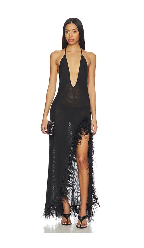 Mesh Dress With Feather Edge