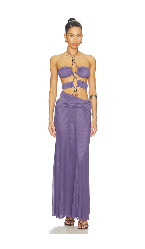 Trim Detail Lace Up Maxi Dress