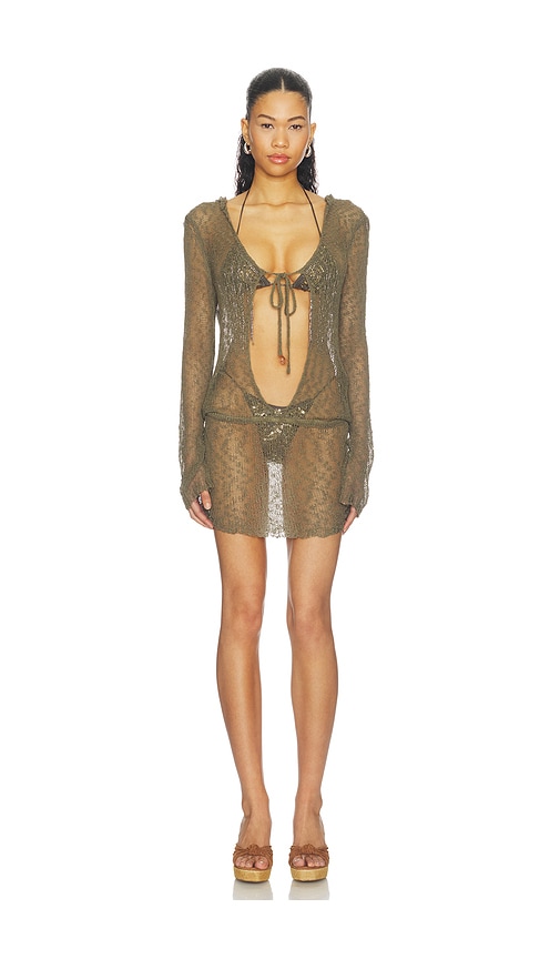 Knit Hooded Cutout Mini Dress