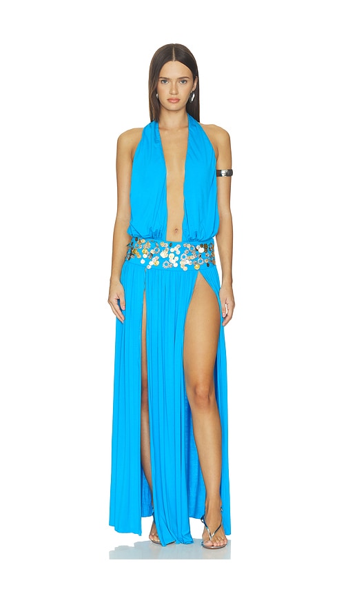 Plunge Coin Maxi Dress