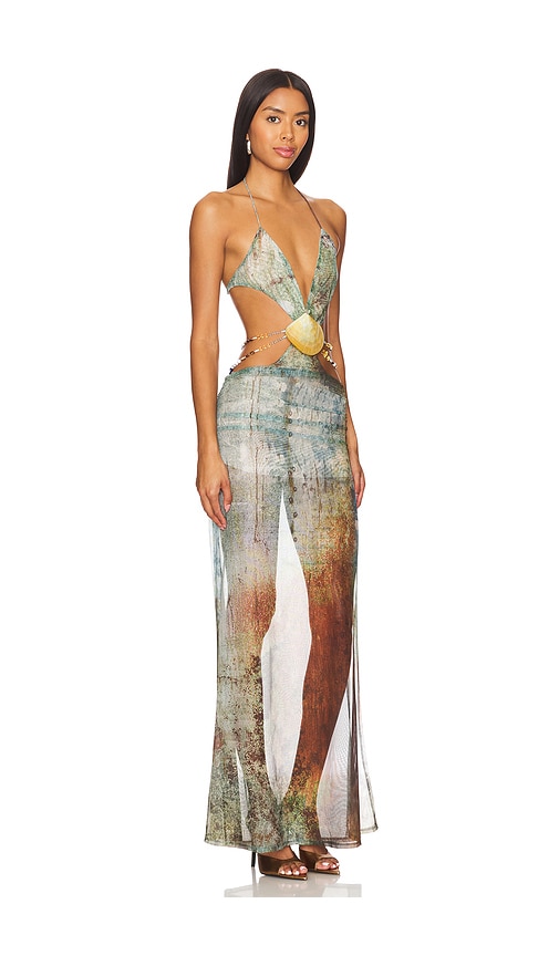 Shop Jaded London Vida Backless Maxi Dress With Shell Trim In Multi