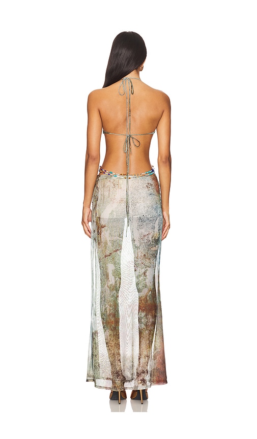  Jaded London Vestido Largo Sin Espalda Con Ribete De Concha Vida En Color Verde Talla L  (también En M, S). 