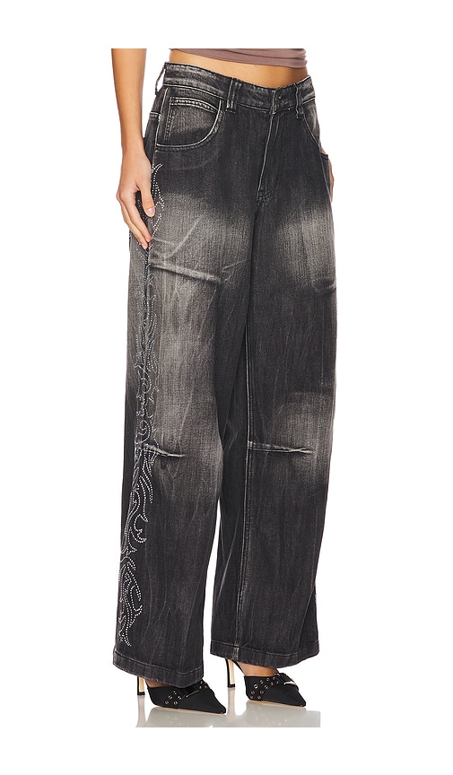 Jaded London Diamante Western Colossus Jeans In 다크 워싱