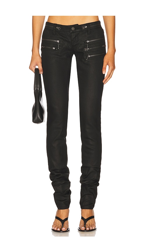 Jaded London Coated Zip Skinny Jean In Black