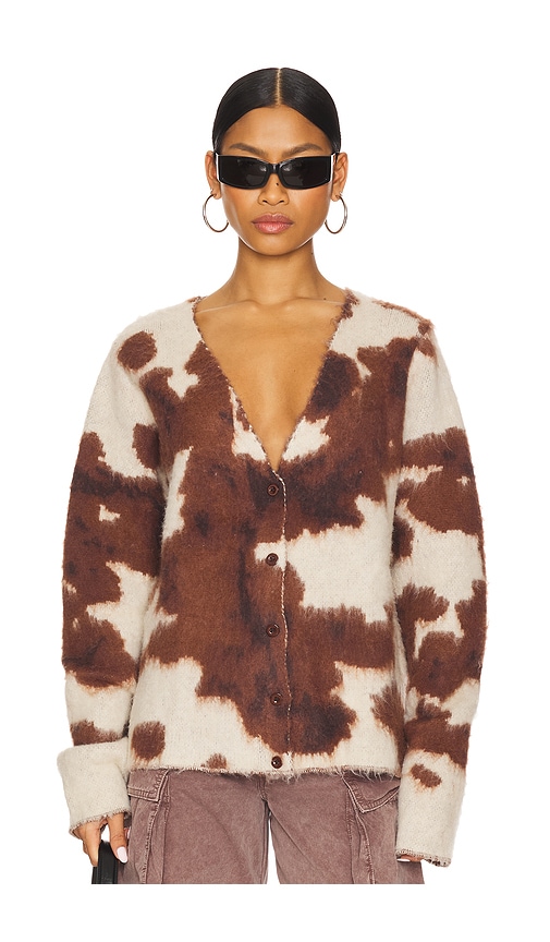 Jaded London Cow Chuck Cardigan In Cow Print