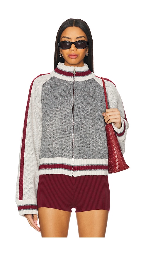 Jaded London Team 85 Knitted Bomber Jacket In Grey