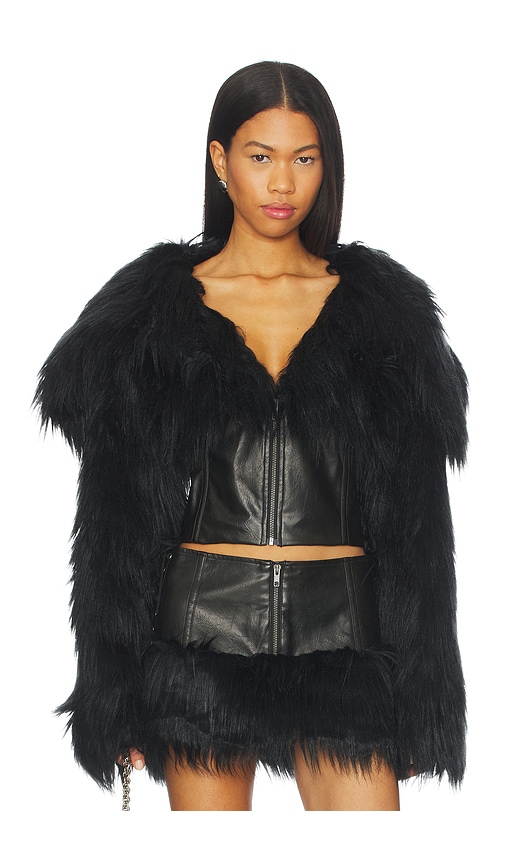 Jaded London Faux Fur Cropped Jacket In Black