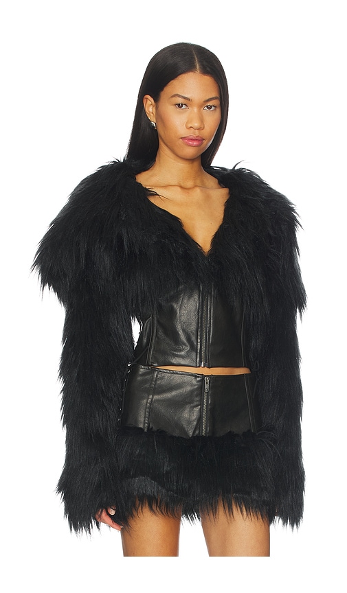 Jaded London Faux Fur Cropped Jacket In Black