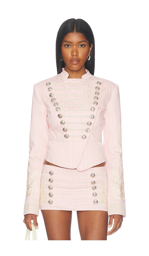 Boxy Military Jacket With Embroidery Detailing