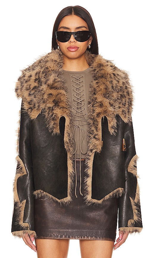 Shop Jaded London Indie Faux Fur Coat In 碎花