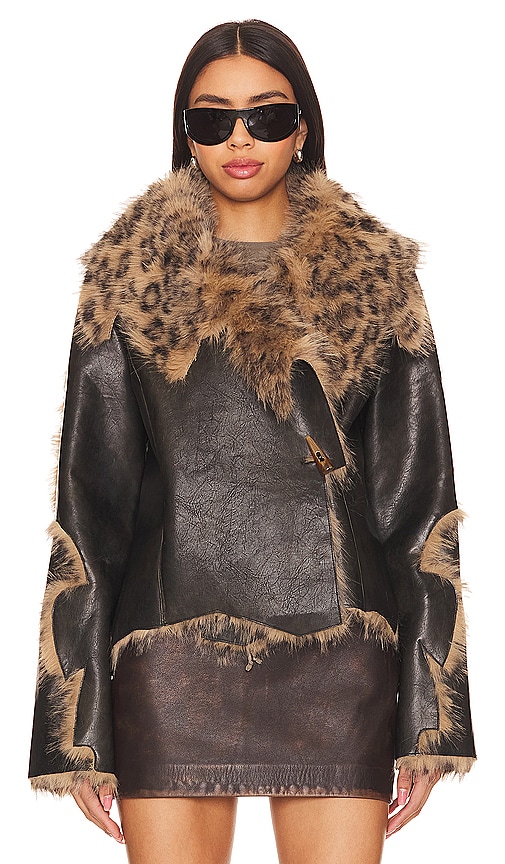 Shop Jaded London Indie Faux Fur Coat In 碎花