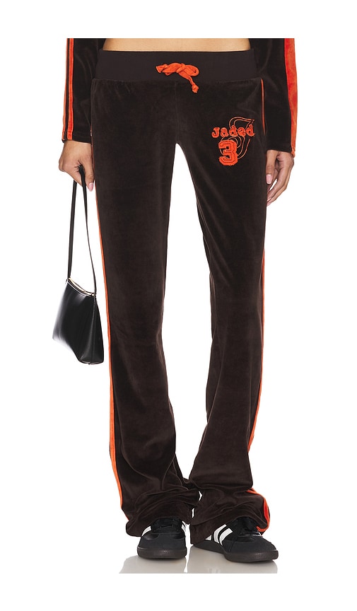 Jaded London Three Velour Trousers in Brown