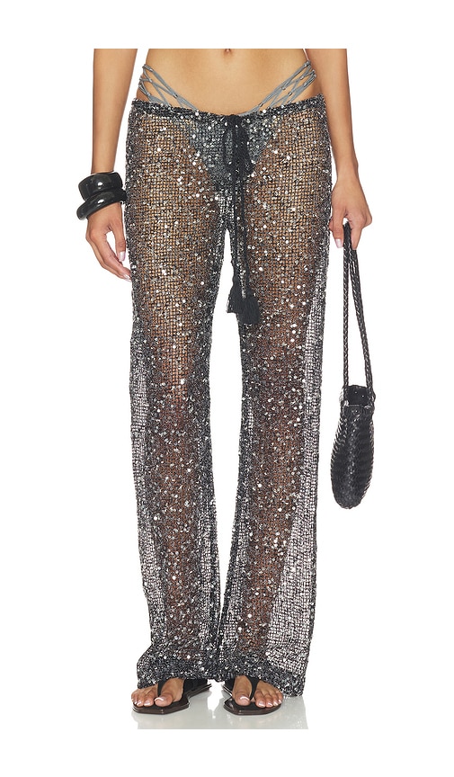 Sequin Mesh Drawstring Trousers